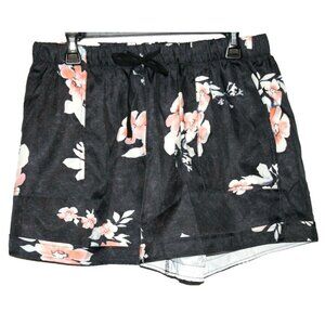 NXH Women's Drawstring Athletic Shorts Black Coral Blue Floral Size XL NEW NWT